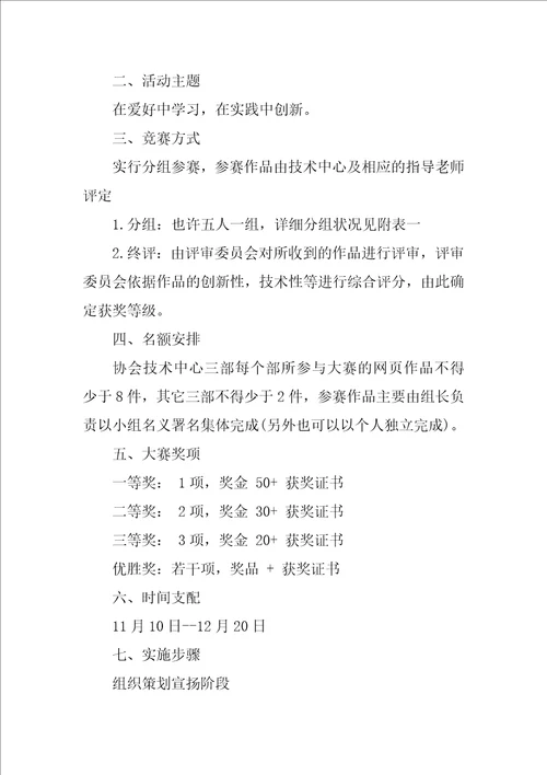 网页设计竞赛方案