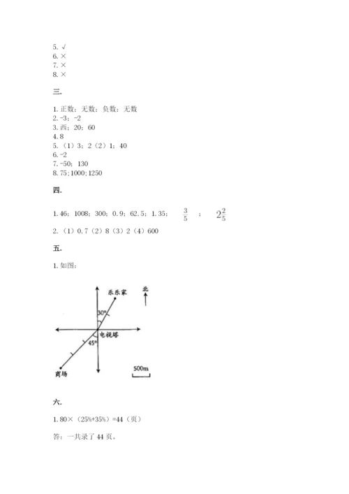 苏教版六年级数学小升初试卷及完整答案【有一套】.docx