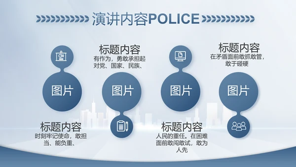 蓝色大气公安警察工作总结计划PPT