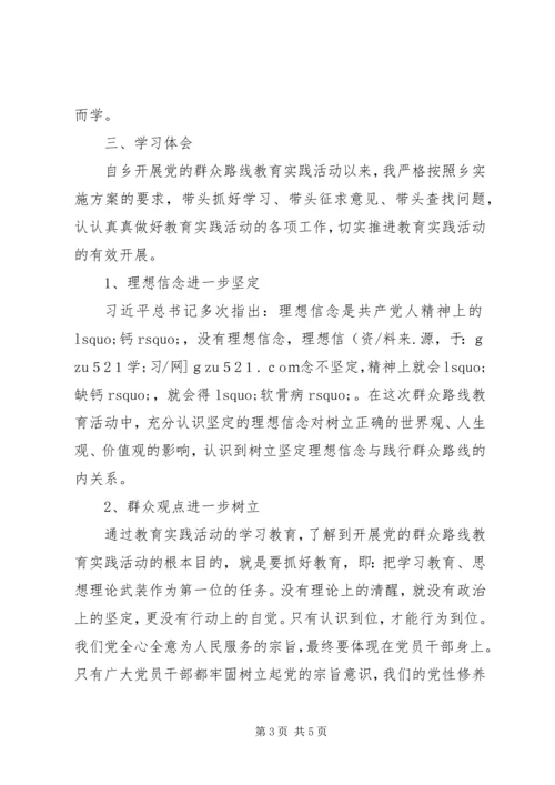 党的群众路线教育乡镇领导干部个人学习小结.docx