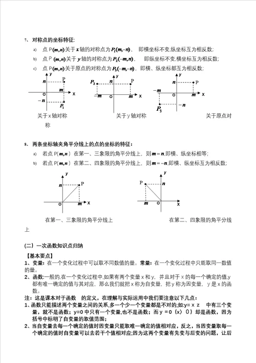 初中函数知识点总复习