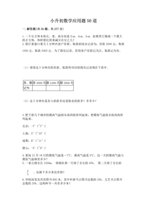 小升初数学应用题50道含答案（考试直接用）.docx