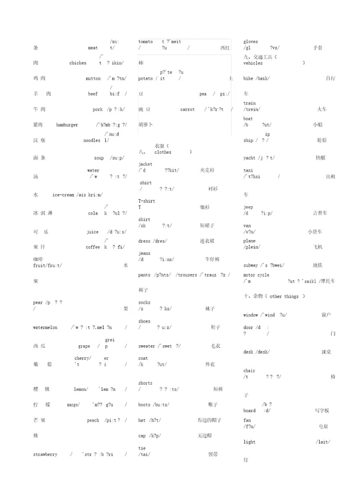 小学英语单词大全带音标精心编排好的