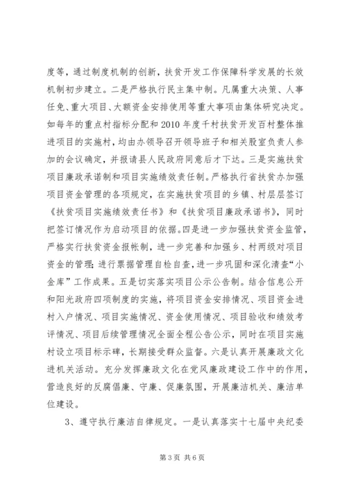 扶贫办党风廉政建设自查报告.docx