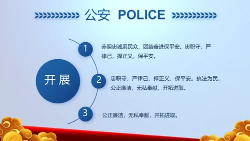 蓝色大气警察公安风采展示动态PPT模板