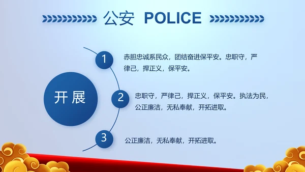 蓝色大气警察公安风采展示动态PPT模板