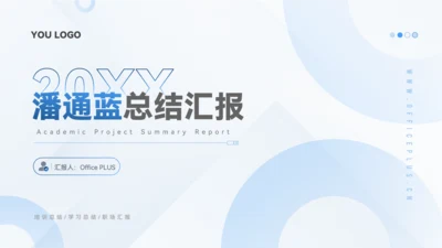 潘通蓝简约风通用学习总结培训总结PPT模板