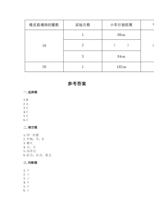 教科版四年级上册科学第三单元《运动和力》测试卷带答案.docx