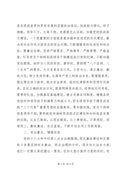 县委书记在县委党风廉政建设分析会上的讲话 (2).docx