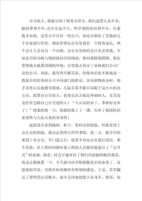 XX年会计出纳实习总结