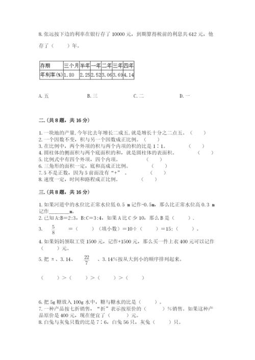 小学六年级数学毕业试题【培优b卷】.docx