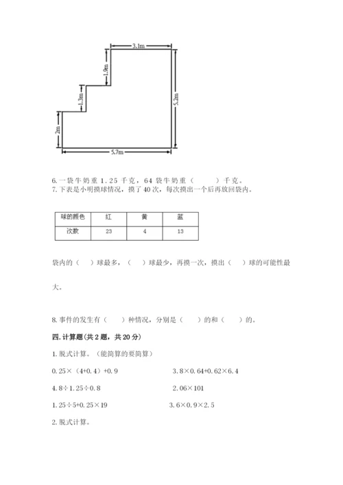 人教版数学五年级上册期末测试卷带答案（基础题）.docx