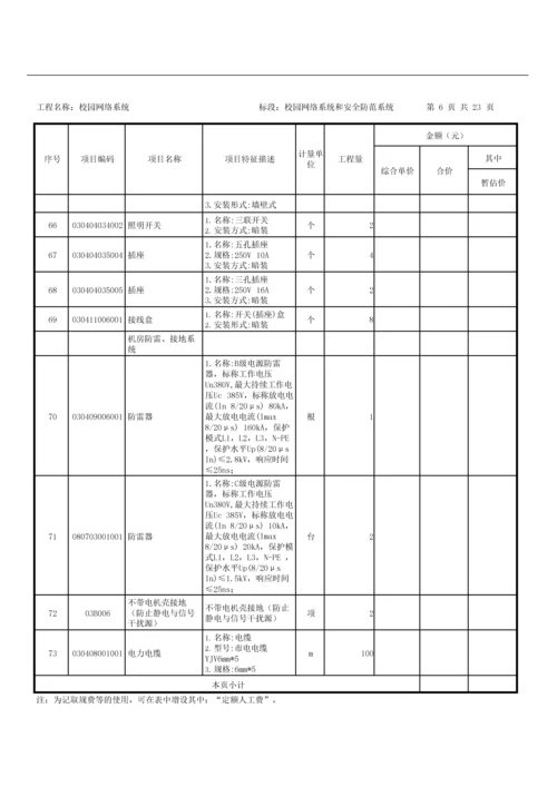 校园网络系统工程量清单.docx