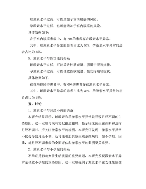 女性生殖健康与激素水平的关系研究