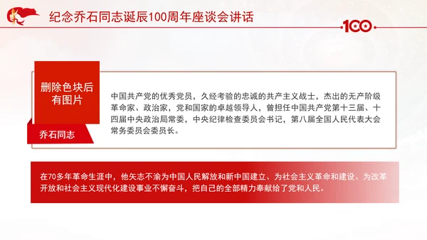 纪念乔石同志诞辰100周年座谈会上的讲话学习PPT