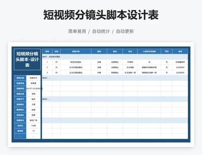 短视频分镜头脚本设计表