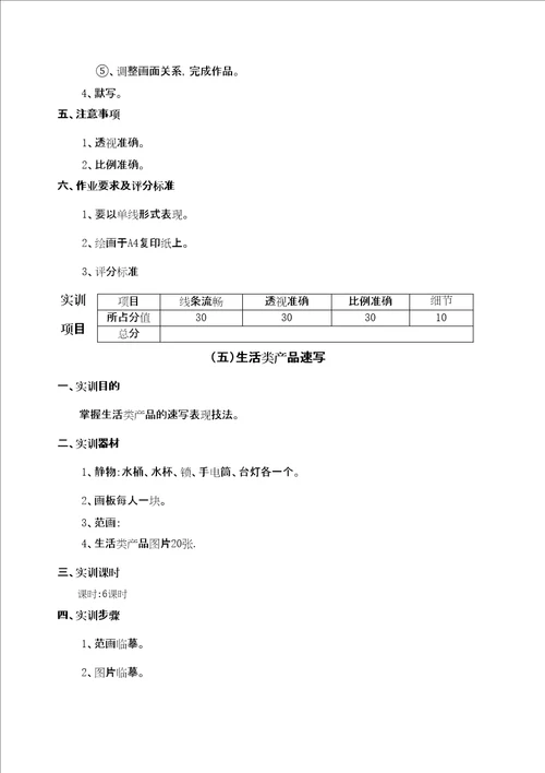 产品速写实训指导书