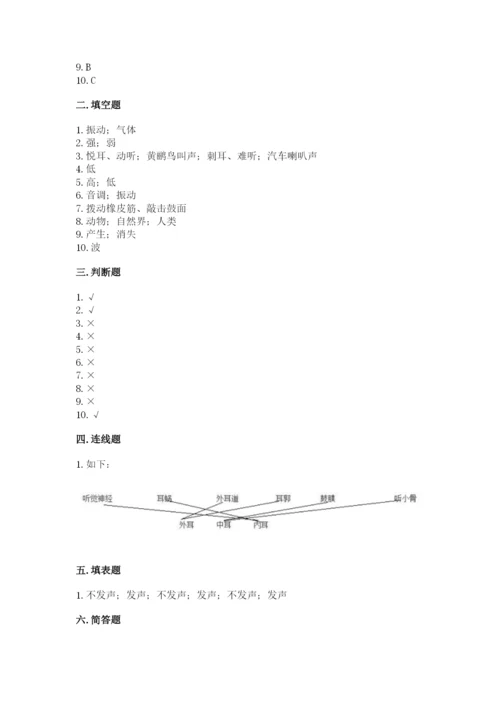 教科版科学四年级上册第一单元声音测试卷附完整答案（网校专用）.docx