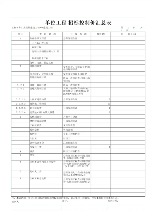 工程概预算大作业建筑工程计量计价课程设计示例