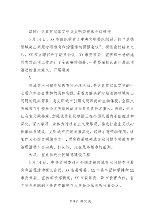 各地落实全国道德领域突出问题专项教育和治理视讯会议精神.docx