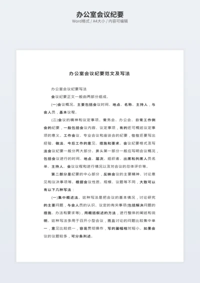 办公室会议纪要