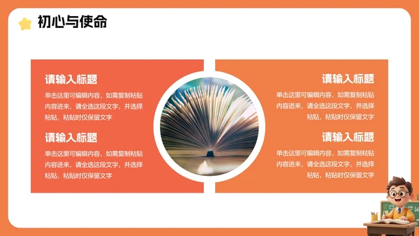 橙色3D卡通风班级班委班干部竞选PPT模板