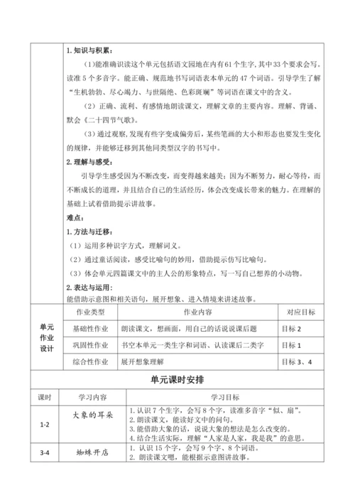 统编版语文二下第七单元整体备课设计