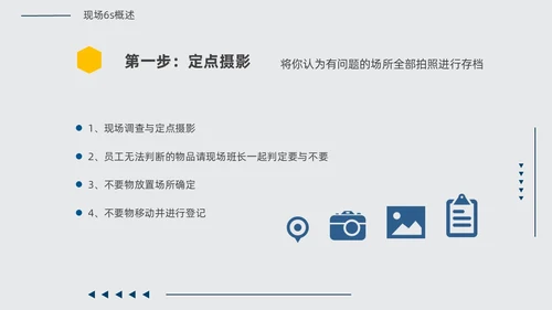 黄蓝双色简约几何现场6S和目视化改善安全教育PPT模板6S管理培训
