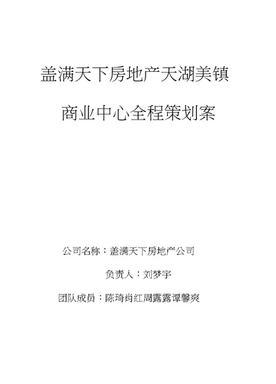 盖满天下房地产天湖美镇商业中心全程策划案12