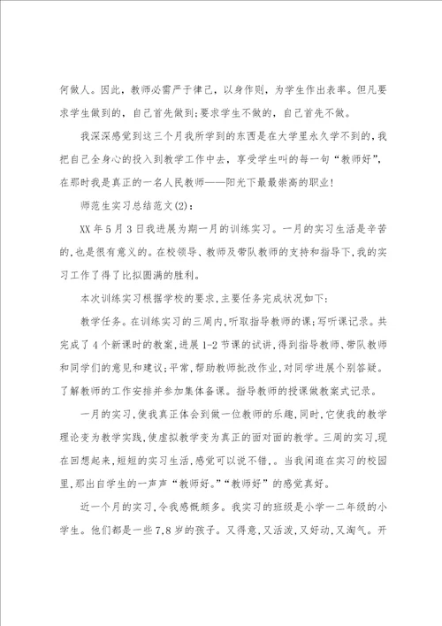 师范生实习总结范文2篇
