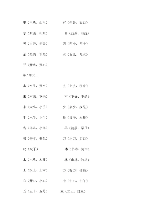 新部编版小学语文一年级上册知识点汇总大全