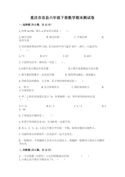 重庆市忠县六年级下册数学期末测试卷及1套参考答案.docx