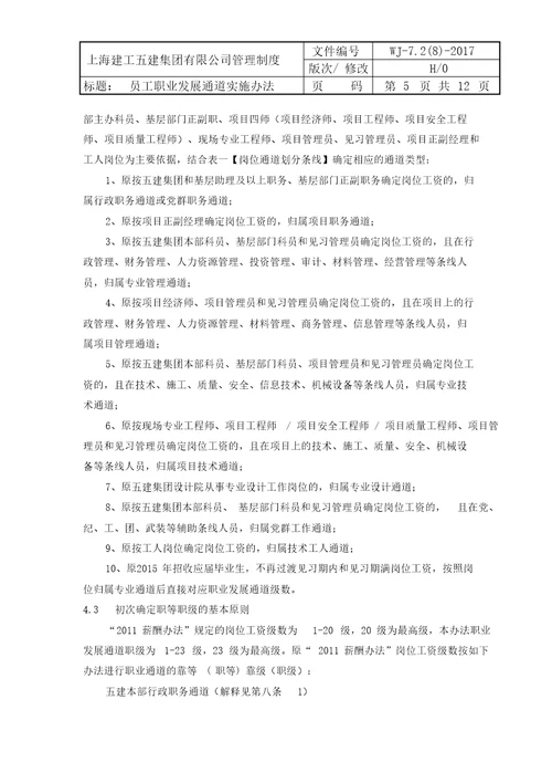 员工职业发展通道实施办法