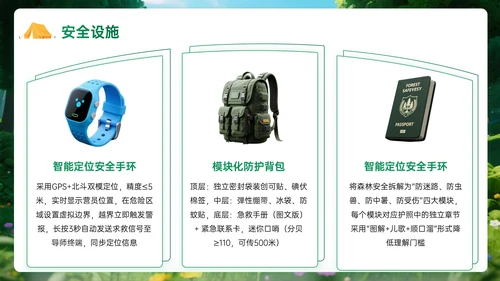 绿黄色3D立体暑假欢乐夏令营PPT模板