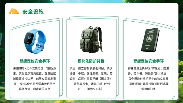 绿黄色3D立体暑假欢乐夏令营PPT模板
