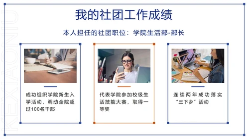 蓝城撞色简约几何竞选学生会主席PPT模板
