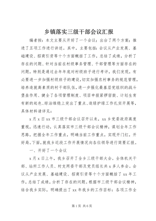 乡镇落实三级干部会议汇报.docx