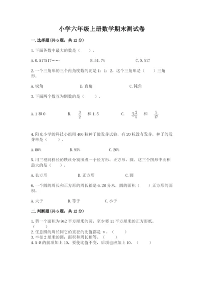 小学六年级上册数学期末测试卷（夺冠系列）word版.docx