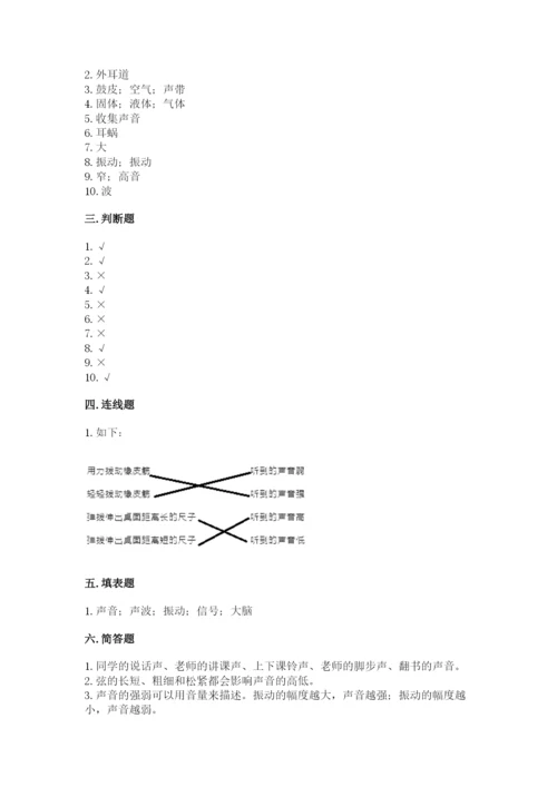 教科版科学四年级上册第一单元声音测试卷及参考答案【典型题】.docx
