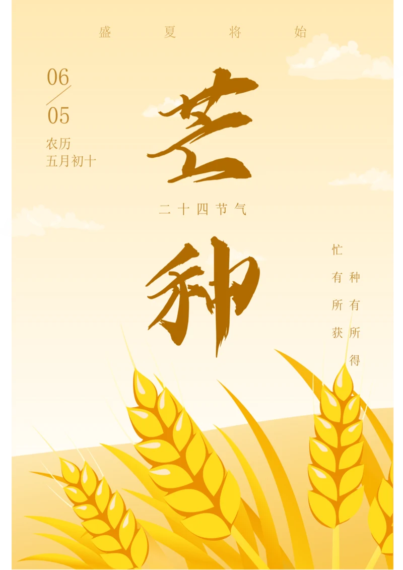 插画风芒种节气海报