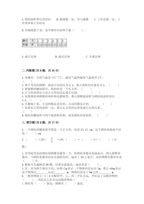 人教版六年级下册数学期末测试卷及参考答案【新】.docx