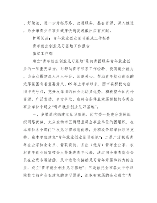 青年就业创业见习基地工作汇报