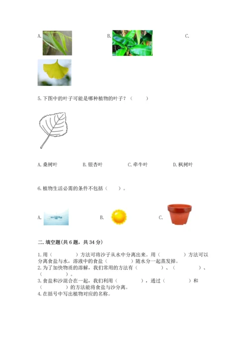教科版科学一年级上册第一单元《植物》测试卷及完整答案（精品）.docx