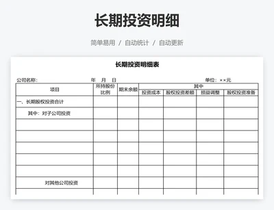 长期投资明细
