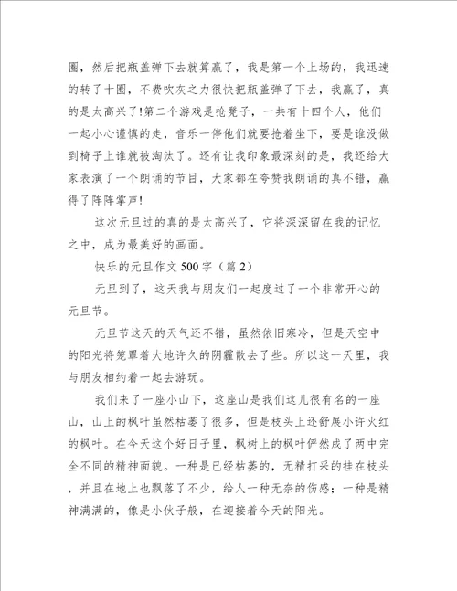 快乐的元旦作文500字