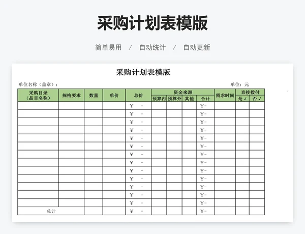 采购计划表模版