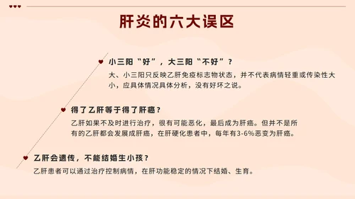 红色扁平插画世界肝炎日带内容PPT模板