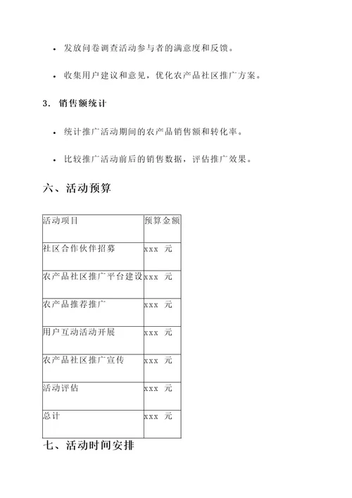 农产品社区推广活动方案