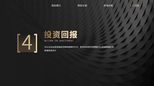 黑金风格项目介绍企业宣传公司介绍招商融资商业计划书PPT模板
