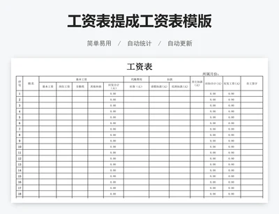工资表提成工资表模版